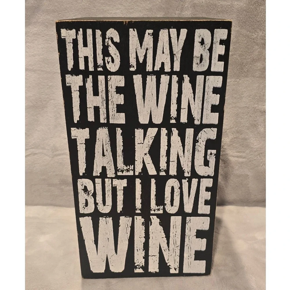 Rustic Wood 6 Bottle Wine Rack Black Distressed I Love Wine Humorous Decor Sign
